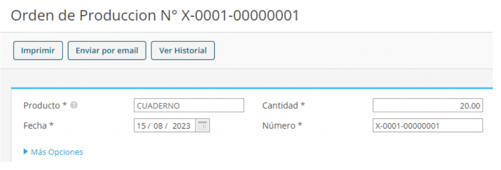orden de producción