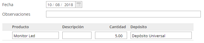 Información completa de un nuevo ajuste de stock en Xubio Argentina