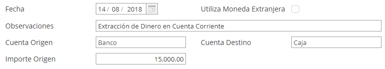 Información completa de un nuevo movimiento de fondos en Xubio Argentina