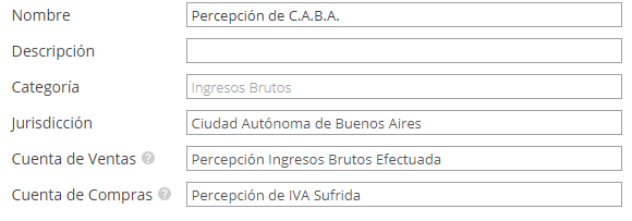 Información completa de una nueva percepción de Ingresos Brutos en Xubio Argentina