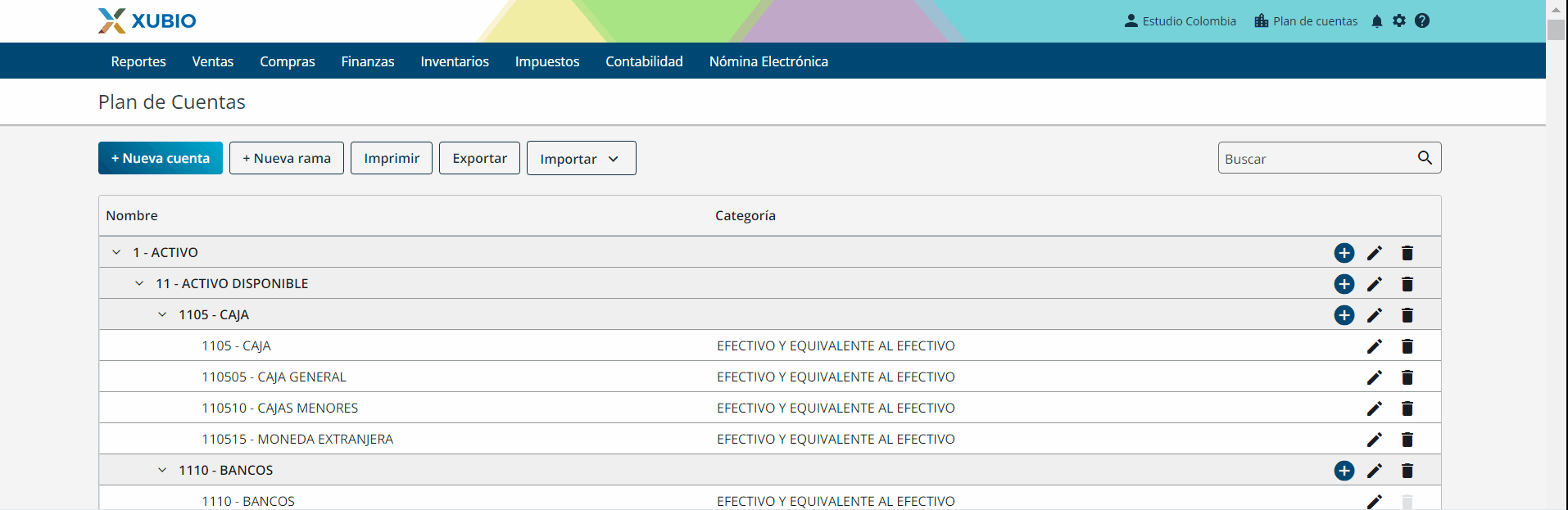 Cómo modifico mi plan de cuentas en Xubio CO cómo modificar el plan de cuentas de Xubio Colombia
